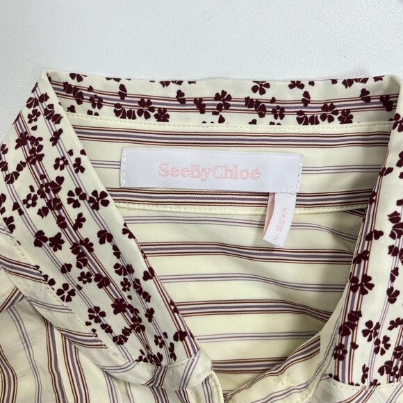$455 NOWT See By Chloé Floral Stripe Top Blouse Size 38 - Picture 9 of 13
